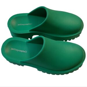 Jeffrey Campbell Womens Sz 11 Clogs Green Slip On Slide Chunky Platform Sandals
